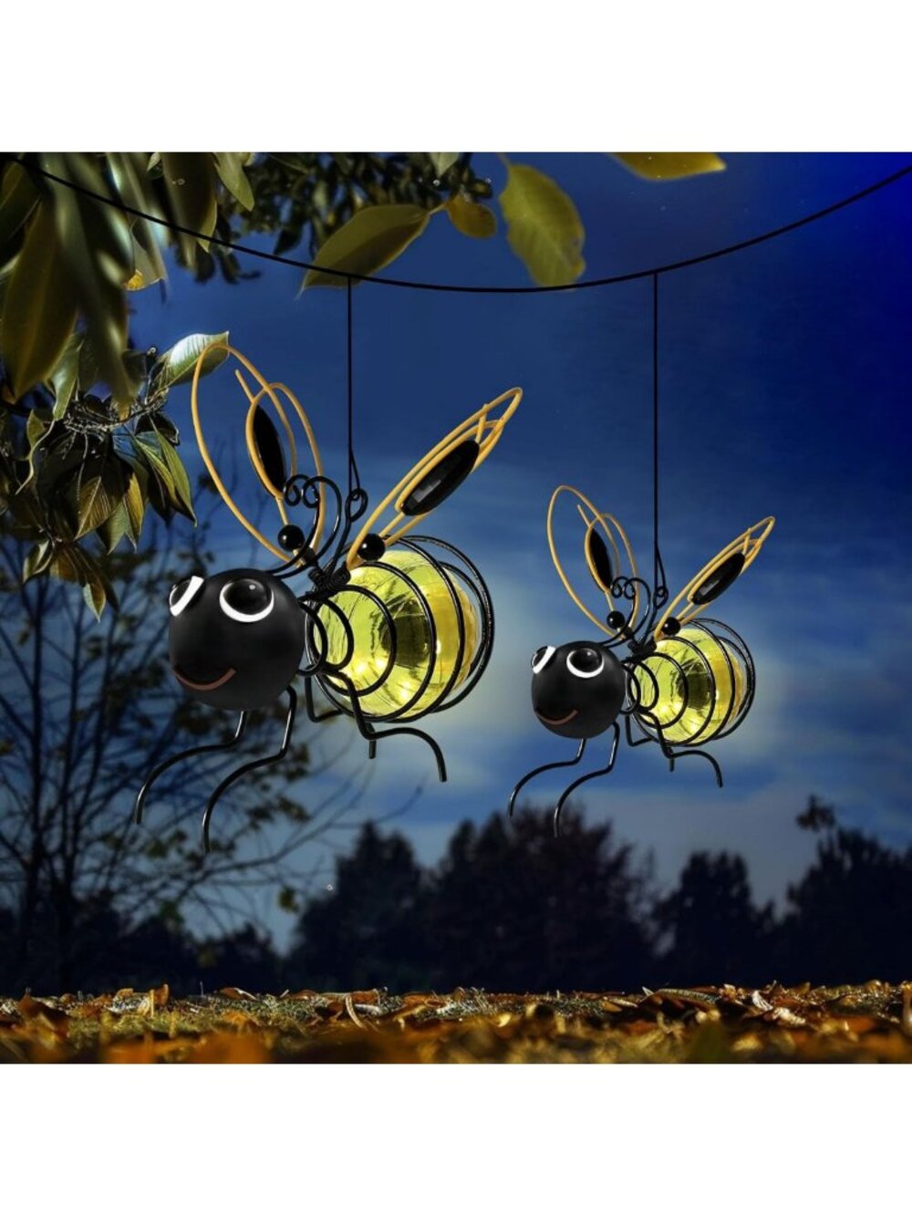 Solar Bee Garden Lights - Outdoor Hanging Decor, Patio & Yard Ornaments (2 pcs)